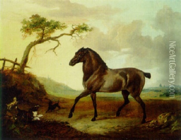 A Bay Horse In A Landscape Oil Painting - Richard Ansdell
