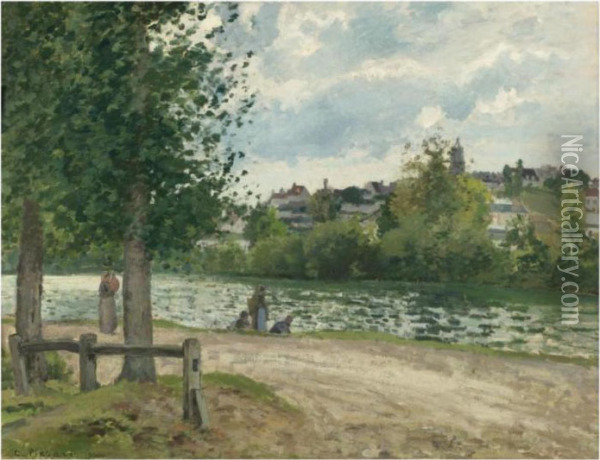 Bords De L'oise A Pontoise Oil Painting - Camille Pissarro