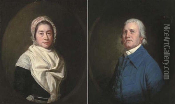 Portrait Of Mrs Skeats (+ Portrait Of Mr Highmore Skeats Snr; Pair) Oil Painting - Thomas Beach