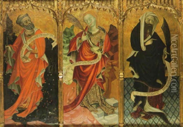 Saint Peter, Possibly Saint John The Evangelist And Saint   Paul Oil Painting - Domingo Valls