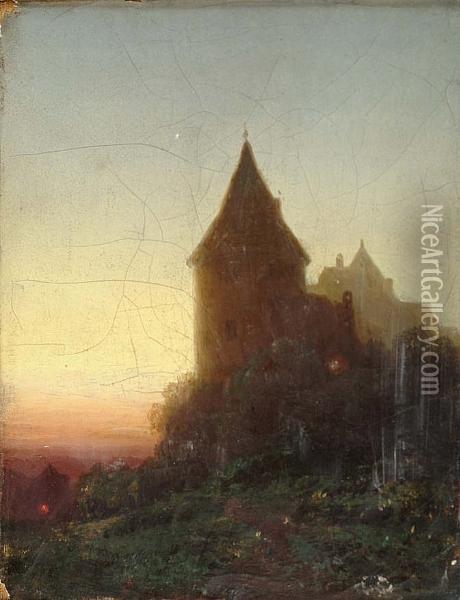 Landscape At Dusk Oil Painting - Wilhelm Lichtenheld