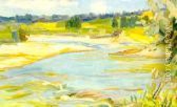 Rzeka Raba Oil Painting - Jan Wojnarski