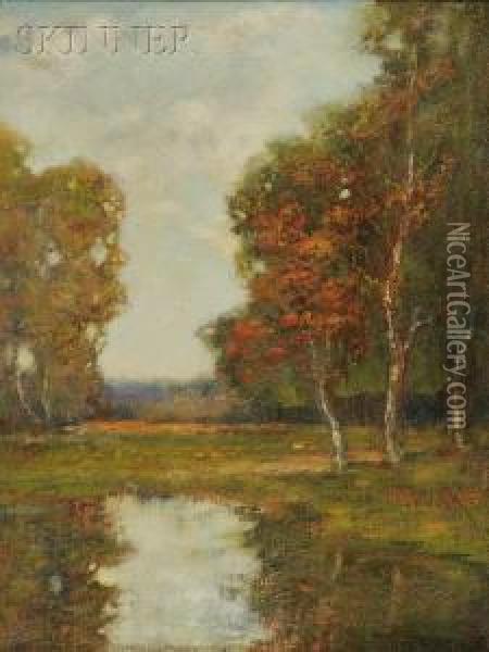 Autumn View With Stream Oil Painting - Louis H. Richardson