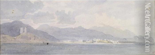 View Of A Castle And Town From The Sea Oil Painting - Edward Duncan