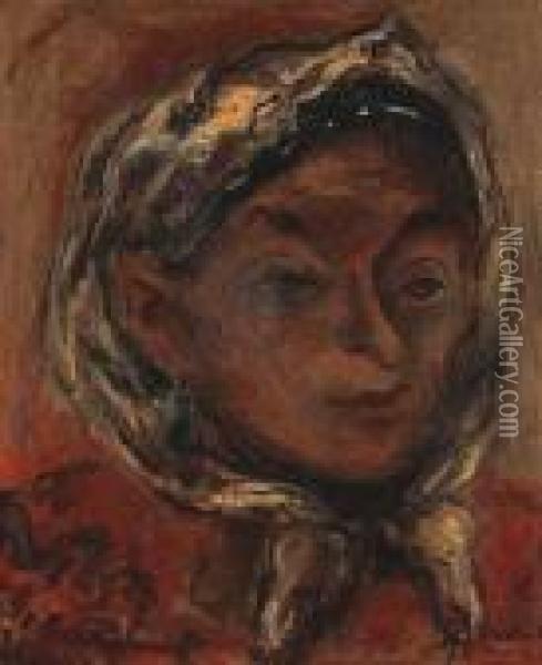 Portrait Of A Woman Oil Painting - Issachar ber Ryback