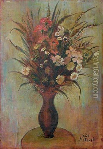 Kwiaty W Wazonie Oil Painting - Tadeusz Makowski