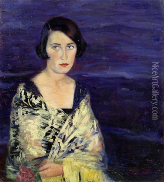 Portrait Of A Lady Oil Painting - Federico Beltran Masses