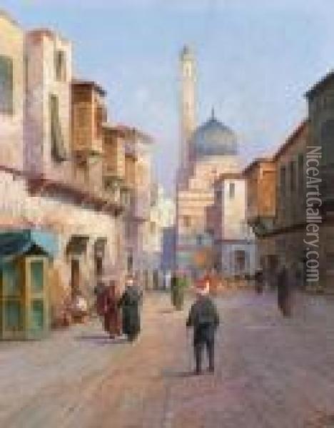 Oriental Street Scene Oil Painting - Karl Kaufmann