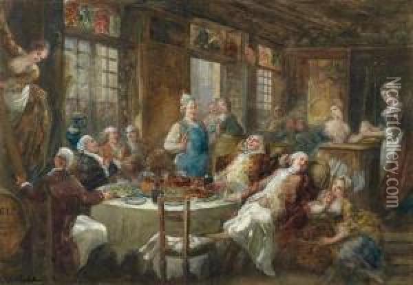 Le Diner Elegant Oil Painting - Joseph Navlet