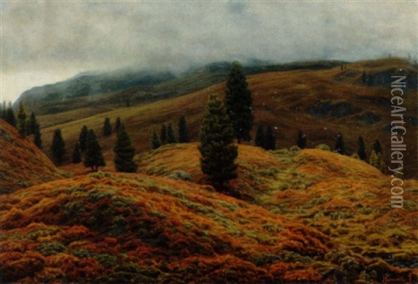 Hedelandskab I Tyrol. Oktober Oil Painting - Henrik Gamst Jespersen