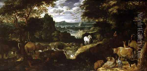 Orpheus Charming the Animals, 1601 Oil Painting - Jacob I Savery