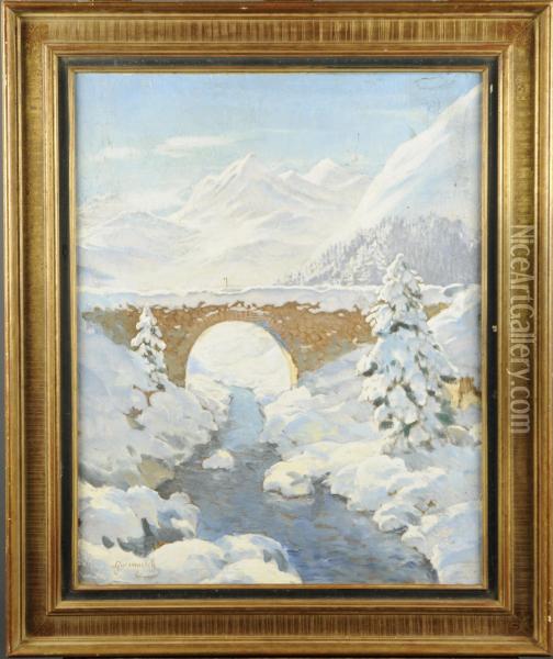 Pont Enneige Oil Painting - Michail Markianovic Germasev