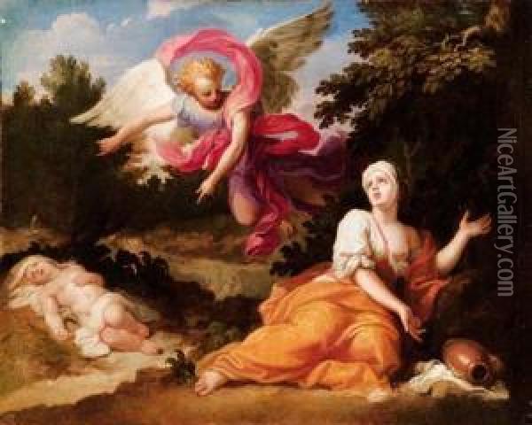 Agar E L'angelo Oil Painting - Louis de, the Younger Boulogne