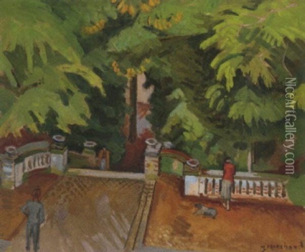 L'entree Du Parc Oil Painting - Jean Hippolyte Marchand