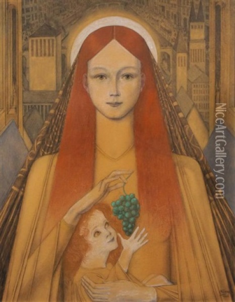 Mary And The Christ Child Oil Painting - Jan Toorop