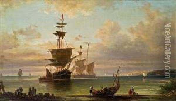 Sonnenaufgang An Der Zuidersee Oil Painting - Elias Pieter van Bommel