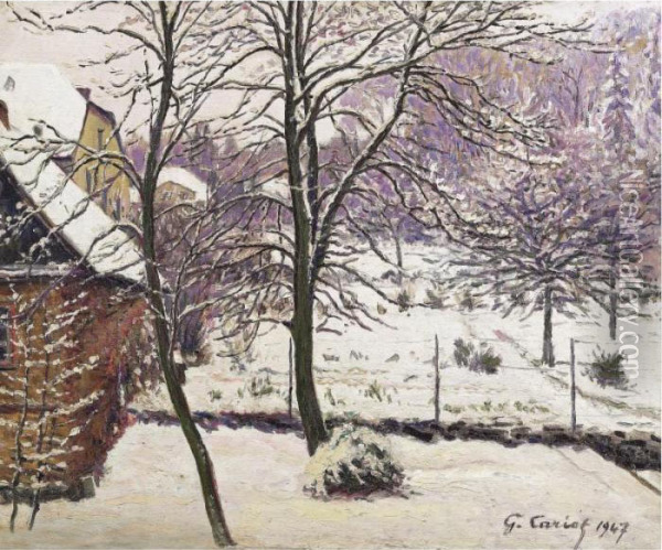 Jardin Sous La Neige Oil Painting - Gustave Cariot