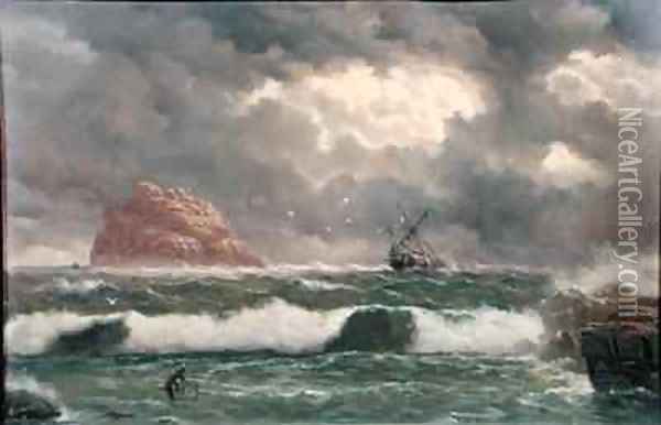 Stormy Coastal Scene Oil Painting - Capt. John Haughton Forrest