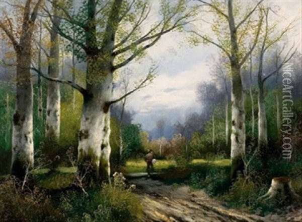 Im Sommerwald Oil Painting - Adolf Kaufmann