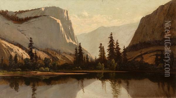 Yosemite From The Merced Oil Painting - Frederick Ferdinand Schafer