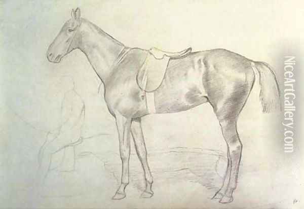 Cheval avec etude de cavalier Oil Painting - Edgar Degas