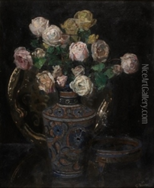 Jarron Con Flores Oil Painting - Maurice Grun