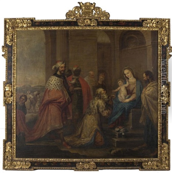 Adoracion De Los Reyes Magos Oil Painting - Pedro Anastasio Bocanegra
