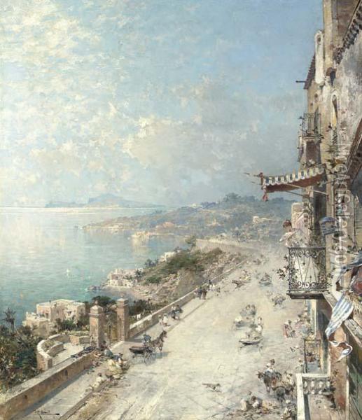View Of Posillipo, Near Naples Oil Painting - Franz Richard Unterberger