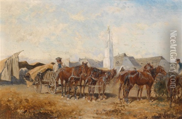 Markttag In Szolnok Oil Painting - Alexander Ritter Von Bensa