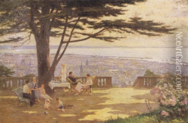 Terrasse Dominant Le Havre Oil Painting - Georges Jules Ernest Binet