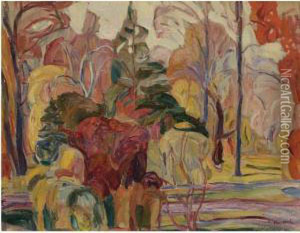 Fall Scene Oil Painting - Abraham Manievich