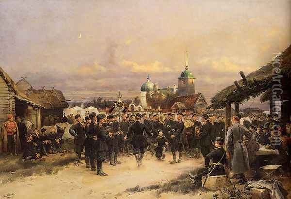 Chorus Of The Fourth Infantry Battalion At Tsarskoe Selo Oil Painting - Jean Baptiste Edouard Detaille