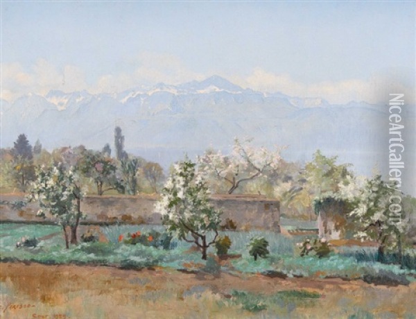 Gartenpartie Am Genfersee Oil Painting - Charles Parisod