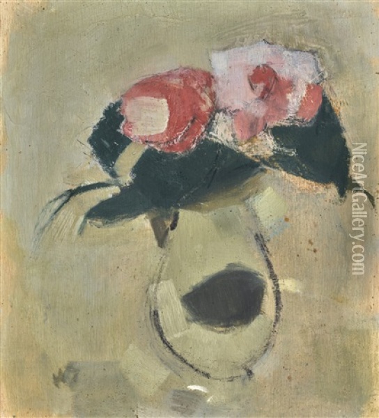 Camellias Oil Painting - Helene Sofia Schjerfbeck