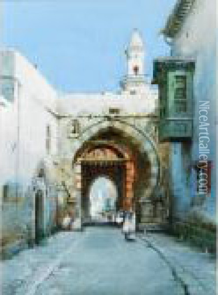 A Moorish Archway Oil Painting - Noel Harry Leaver