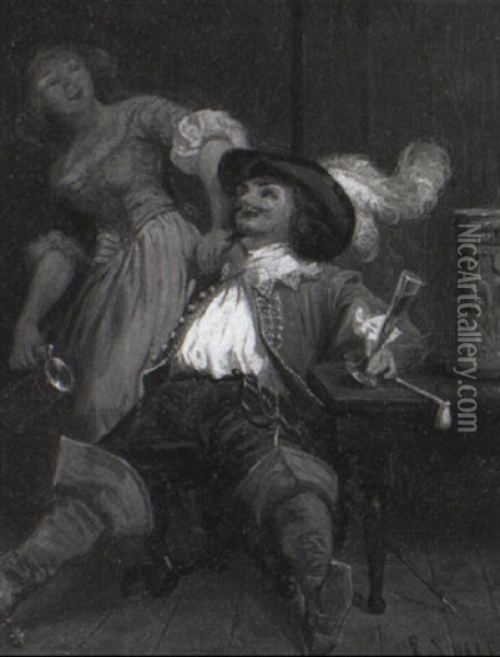 The Merry Cavalier Oil Painting - Emanuel Leutze
