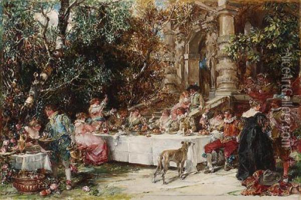 The Toast; And The Hunters Oil Painting - Francisco Domingo Marques