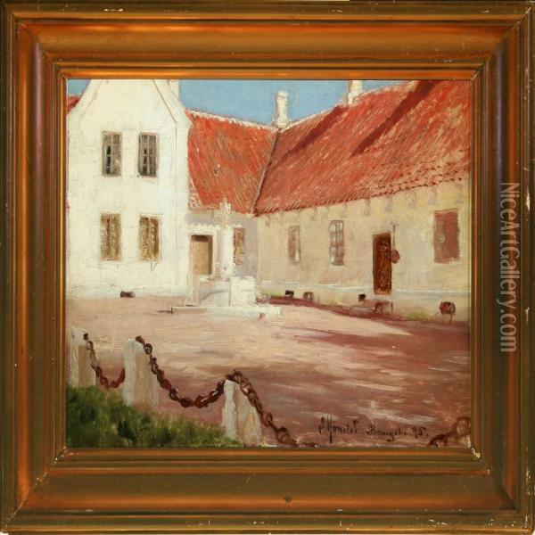 Farm Exterior Oil Painting - Peder Mork Monsted