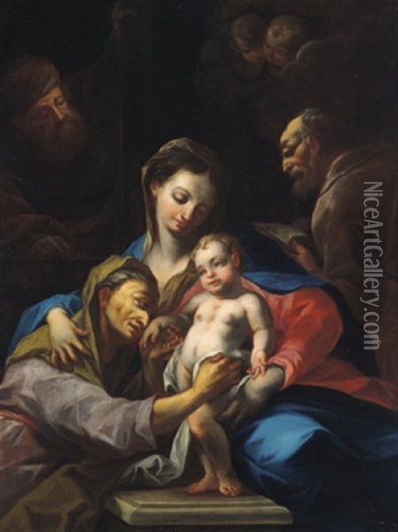 La Sacra Famiglia Con Santa Anna: Die Heilige Sippe Oil Painting - Jackob Zanusi