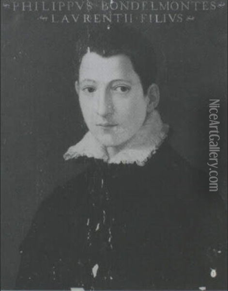 Portrait De Philippus Bondelmontes En Buste Oil Painting - Alessandro di Cristofano Allori