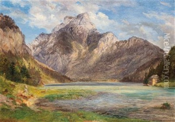 Leopold Steiner Lake Oil Painting - Friedrich Loos