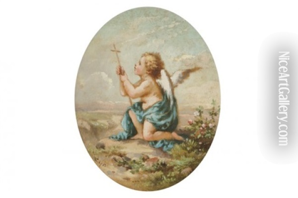 Angel Holding A Cross Oil Painting - Sir Edwin Landseer Lutyens