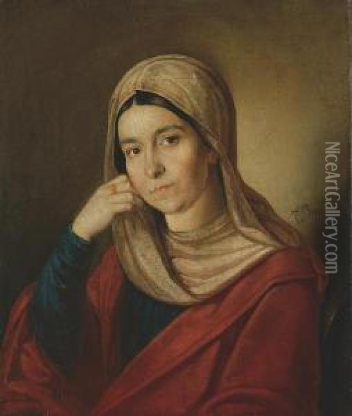 Portrait Of A Young Woman Oil Painting - Alexandra Alekseevna Venetsianova