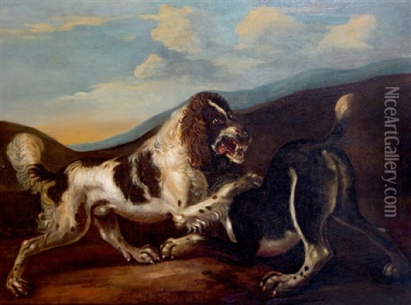 Vechtende Honden Oil Painting - Adriaen Cornelisz Beeldemaker
