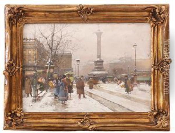 Gatescene Fra Paris Oil Painting - Eugene Galien-Laloue
