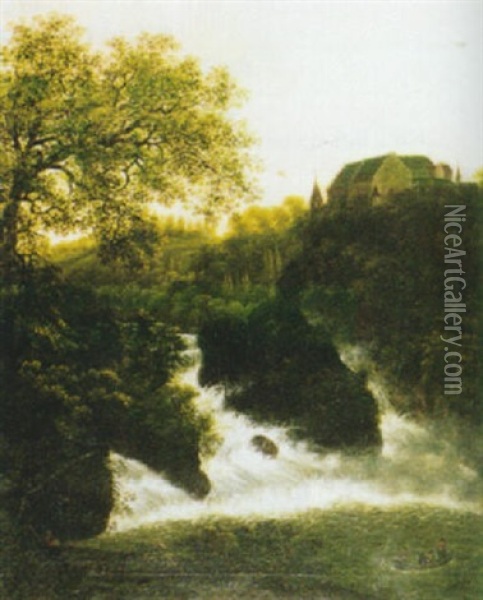 Der Rheinfall Oil Painting - Johann Kaspar Kuster