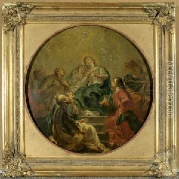 Das Pfingstwunder Mit Maria Und Aposteln Oil Painting - Cornelis I Schut