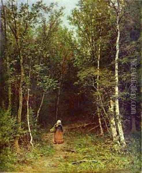 Landscape With A Woman 1872 Oil Painting - Ivan Shishkin
