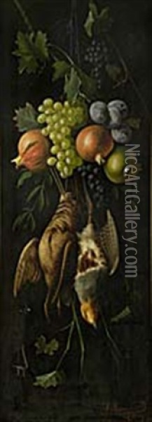 Stilleben Med Faglar Och Frukter Oil Painting - Michelangelo Meucci