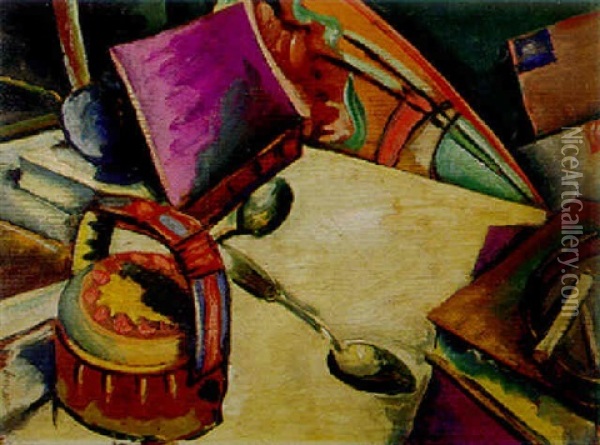 Still Life With Books On A Table Oil Painting - Preston Dickinson